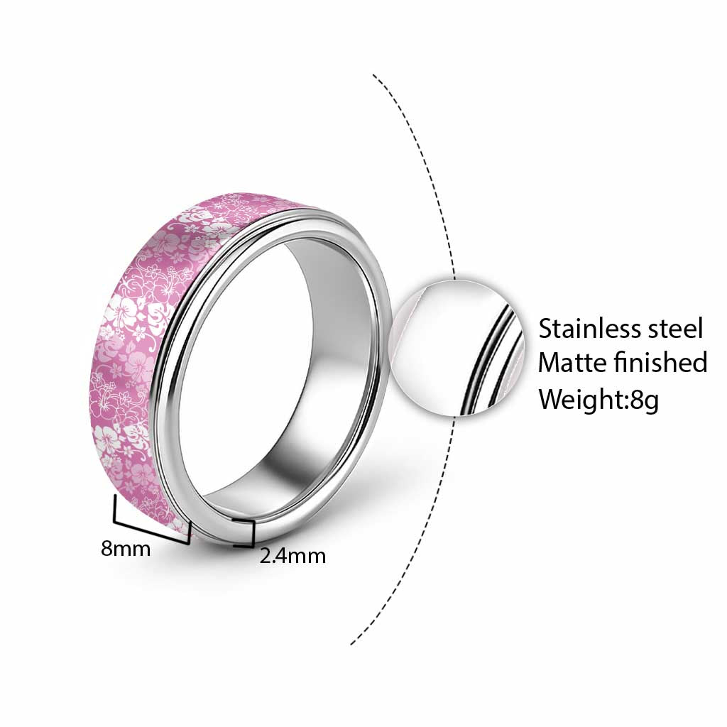 Hawaiian Lei Day Classic Ring Pink Hibiscus Flowers Lei Art LT9 - Polynesian Pride