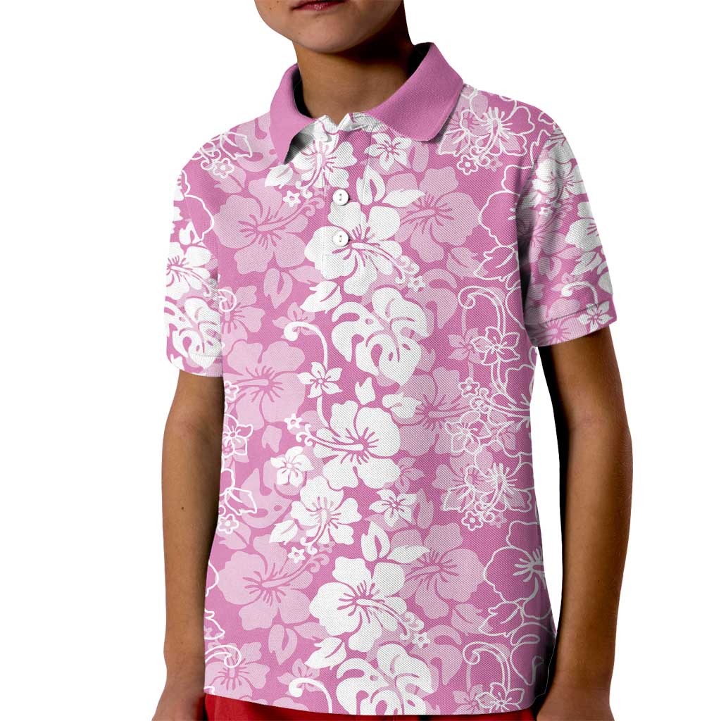 Hawaiian Lei Day Kid Polo Shirt Pink Hibiscus Flowers Lei Art LT9 Kid Pink - Polynesian Pride