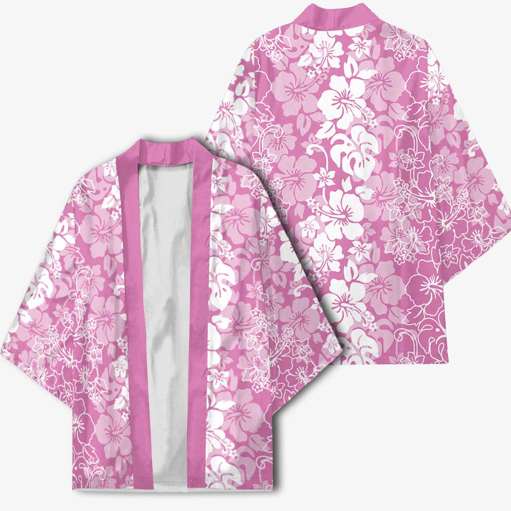 Hawaiian Lei Day Kimono Pink Hibiscus Flowers Lei Art LT9 - Polynesian Pride