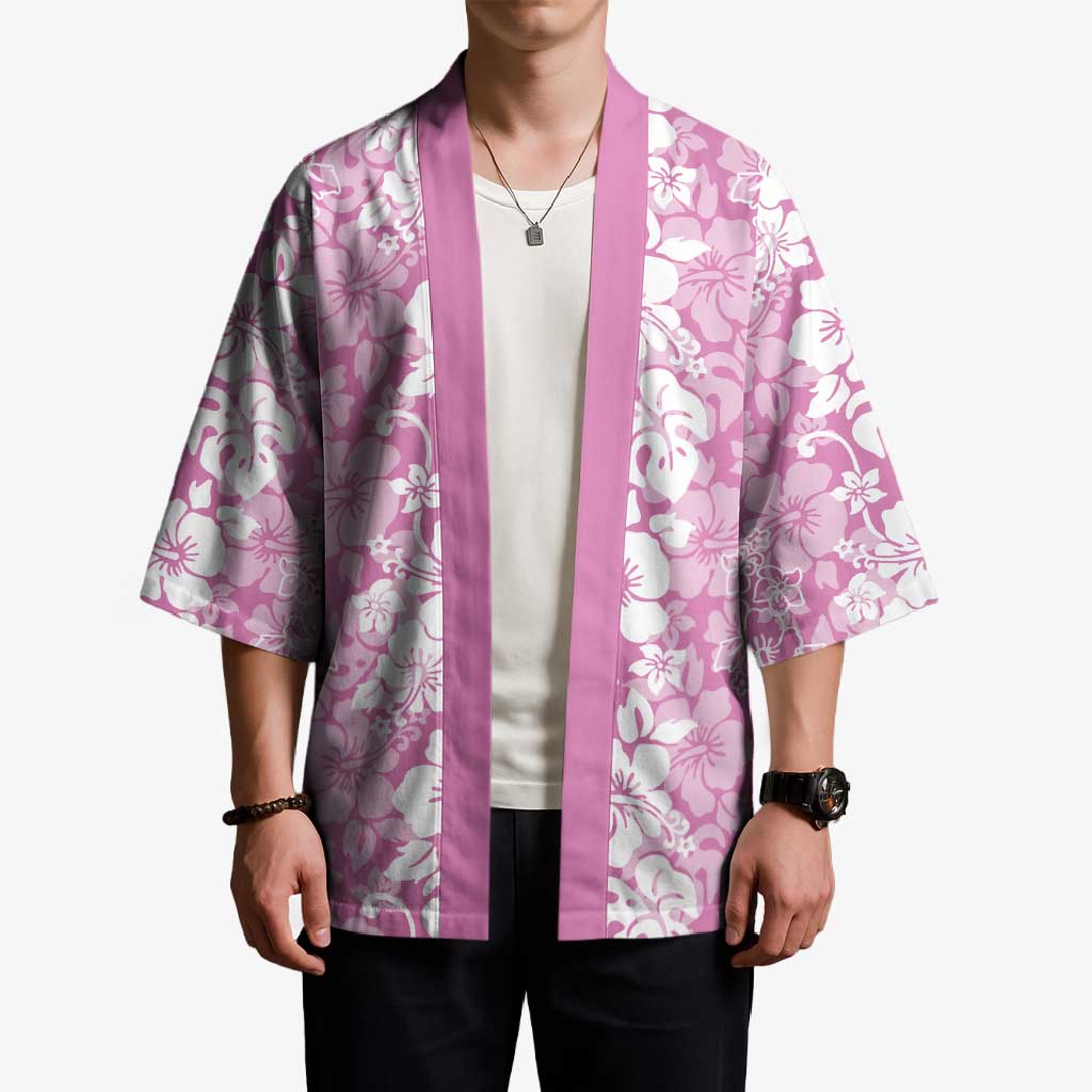 Hawaiian Lei Day Kimono Pink Hibiscus Flowers Lei Art LT9 - Polynesian Pride