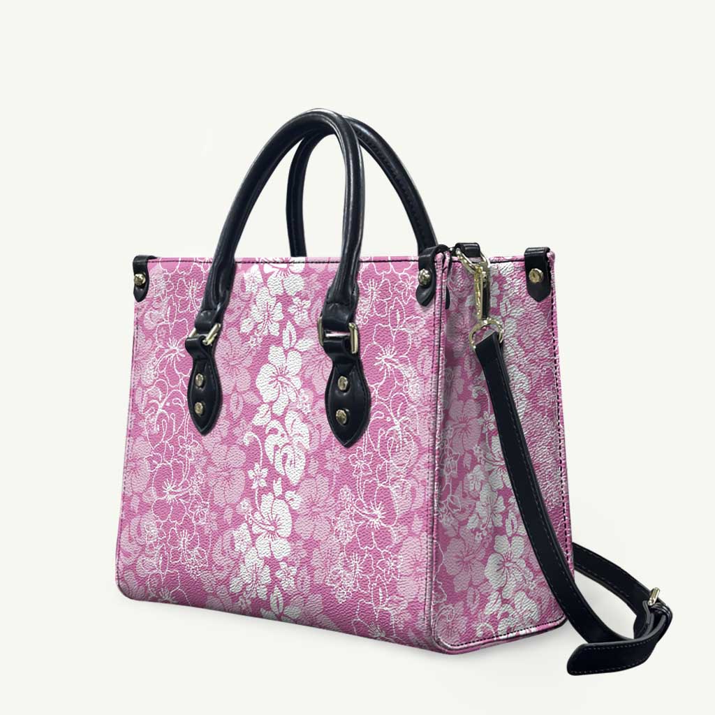 Hawaiian Lei Day Leather Bag Pink Hibiscus Flowers Lei Art LT9 Pink - Polynesian Pride