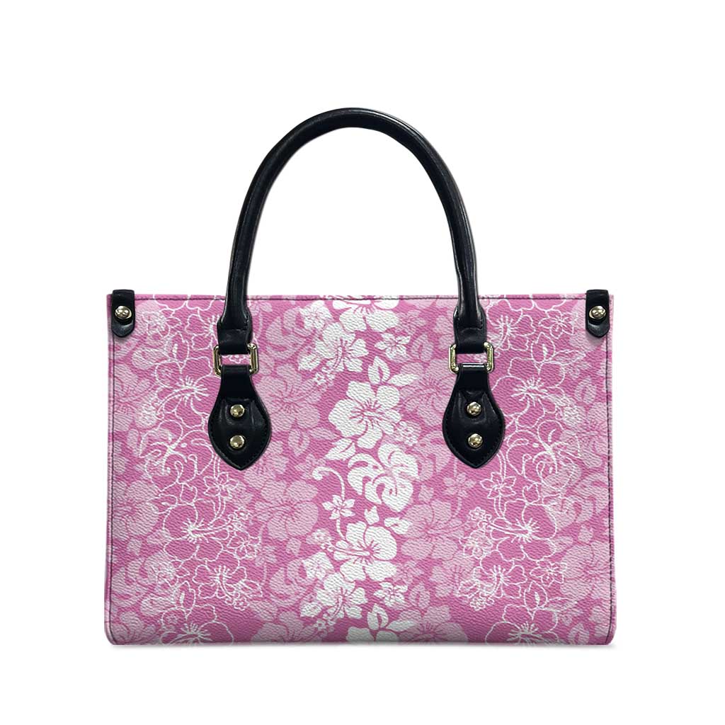 Hawaiian Lei Day Leather Bag Pink Hibiscus Flowers Lei Art LT9 - Polynesian Pride