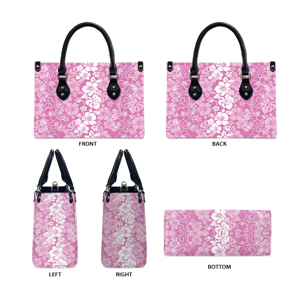 Hawaiian Lei Day Leather Bag Pink Hibiscus Flowers Lei Art LT9 - Polynesian Pride