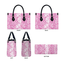 Hawaiian Lei Day Leather Bag Pink Hibiscus Flowers Lei Art LT9 - Polynesian Pride