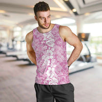 Hawaiian Lei Day Men Tank Top Pink Hibiscus Flowers Lei Art LT9 Pink - Polynesian Pride