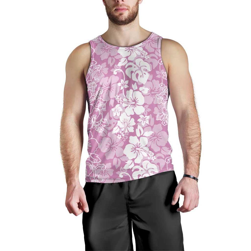 Hawaiian Lei Day Men Tank Top Pink Hibiscus Flowers Lei Art LT9 - Polynesian Pride