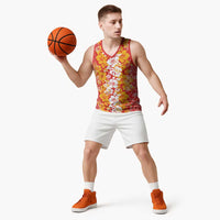 Hawaiian Lei Day Basketball Jersey Red Hibiscus Flowers Lei Art LT9 - Polynesian Pride