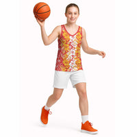Hawaiian Lei Day Basketball Jersey Red Hibiscus Flowers Lei Art LT9 - Polynesian Pride