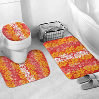 Hawaiian Lei Day Bathroom Set Red Hibiscus Flowers Lei Art LT9 Mat Set Only (3 pcs) One Size Red - Polynesian Pride