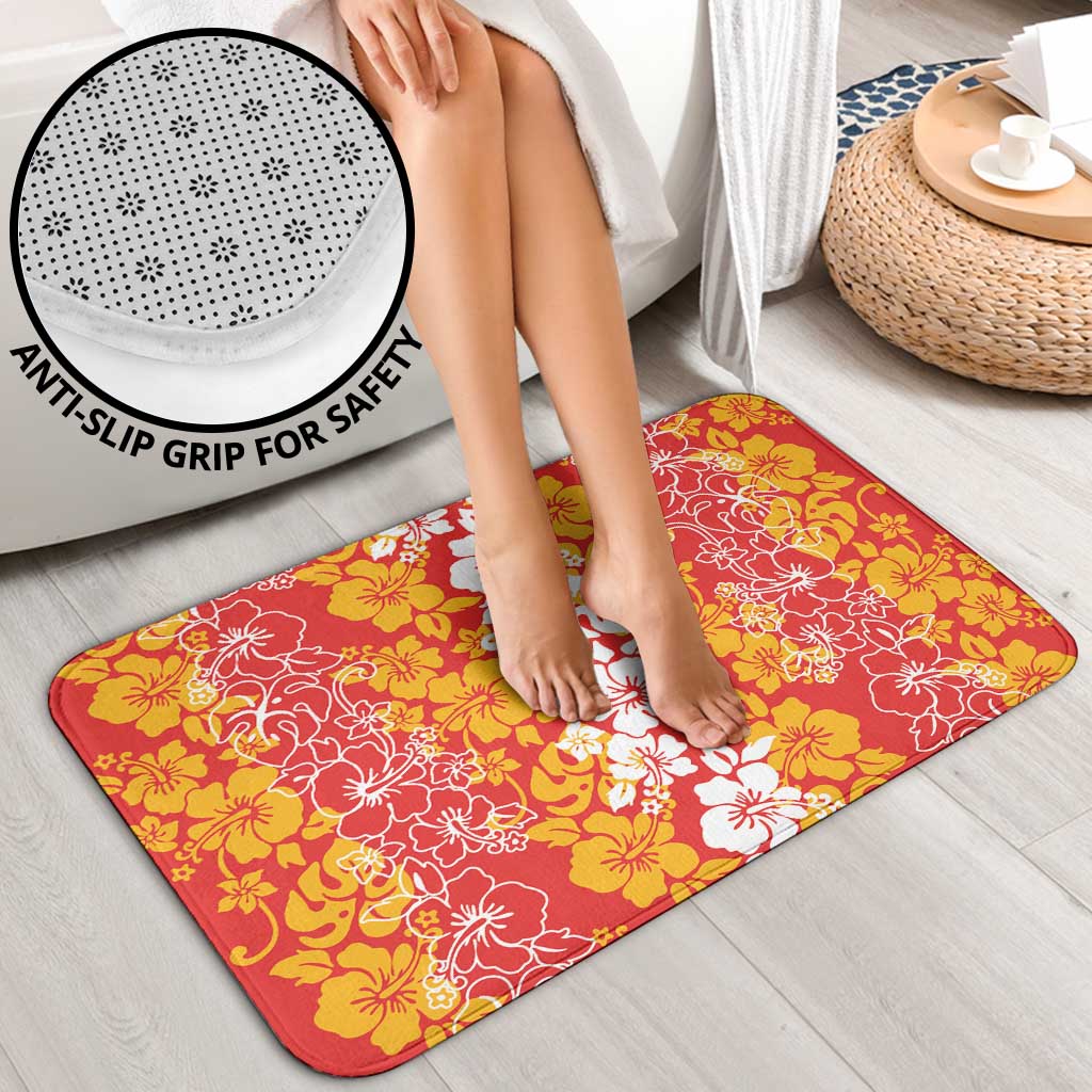 Hawaiian Lei Day Bathroom Set Red Hibiscus Flowers Lei Art LT9 - Polynesian Pride