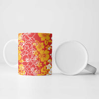 Hawaiian Lei Day Ceramic Mug Red Hibiscus Flowers Lei Art LT9 - Polynesian Pride