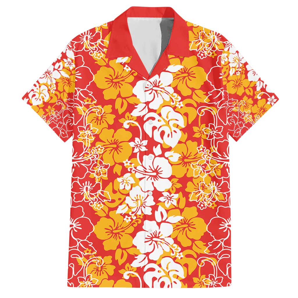 Hawaiian Lei Day Hawaiian Shirt Red Hibiscus Flowers Lei Art LT9 Red - Polynesian Pride