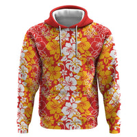 Hawaiian Lei Day Hoodie Red Hibiscus Flowers Lei Art LT9 Pullover Hoodie Red - Polynesian Pride