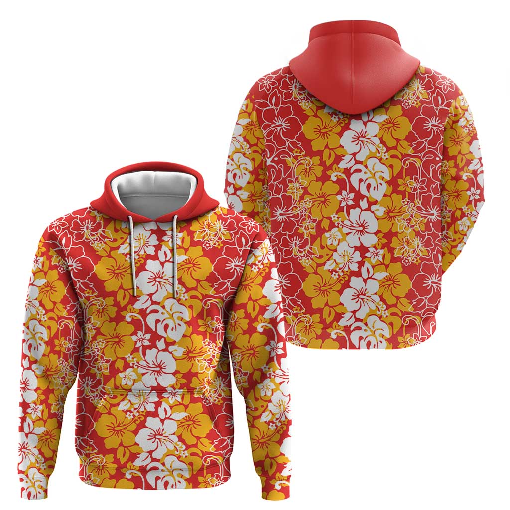 Hawaiian Lei Day Hoodie Red Hibiscus Flowers Lei Art LT9 - Polynesian Pride