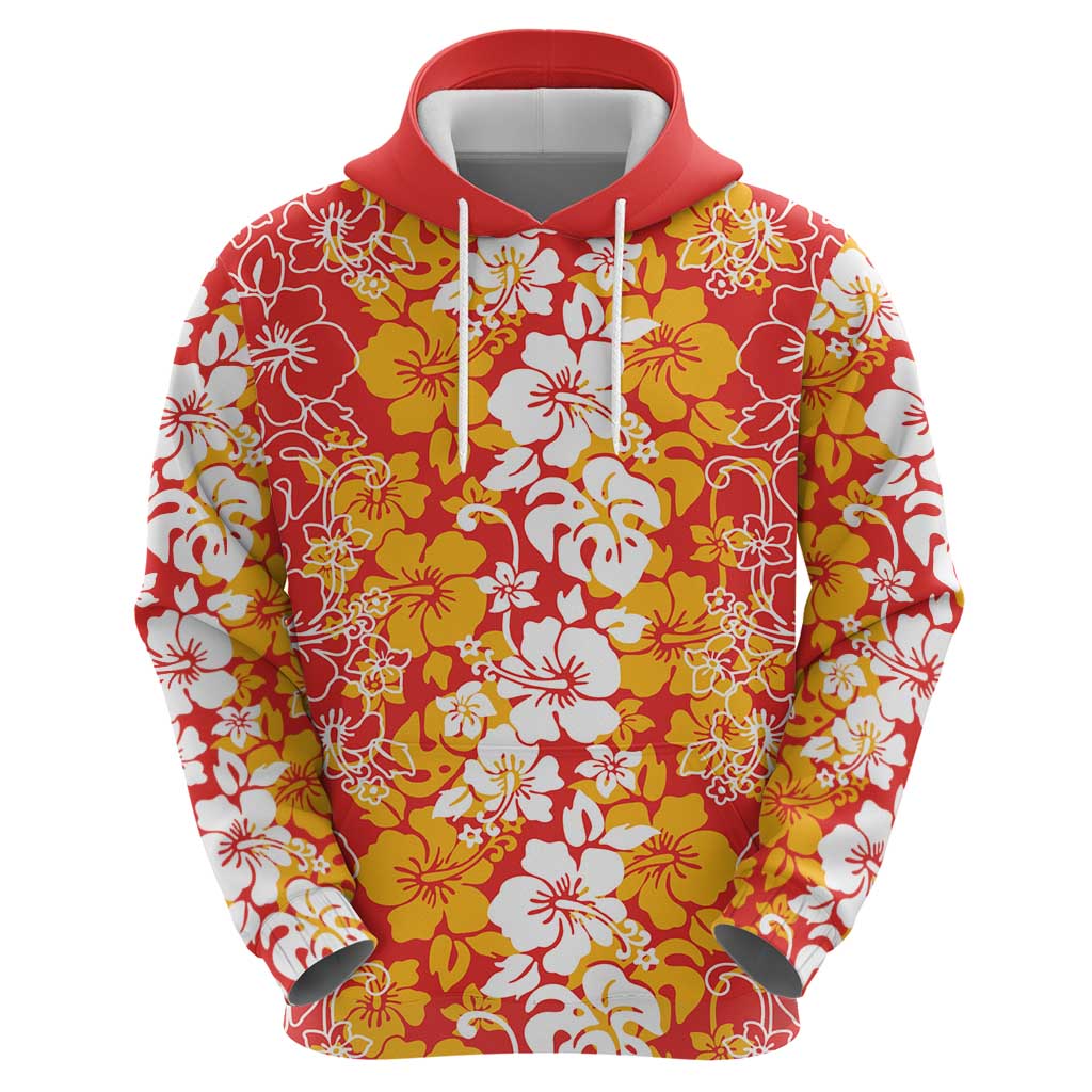 Hawaiian Lei Day Hoodie Red Hibiscus Flowers Lei Art LT9 - Polynesian Pride
