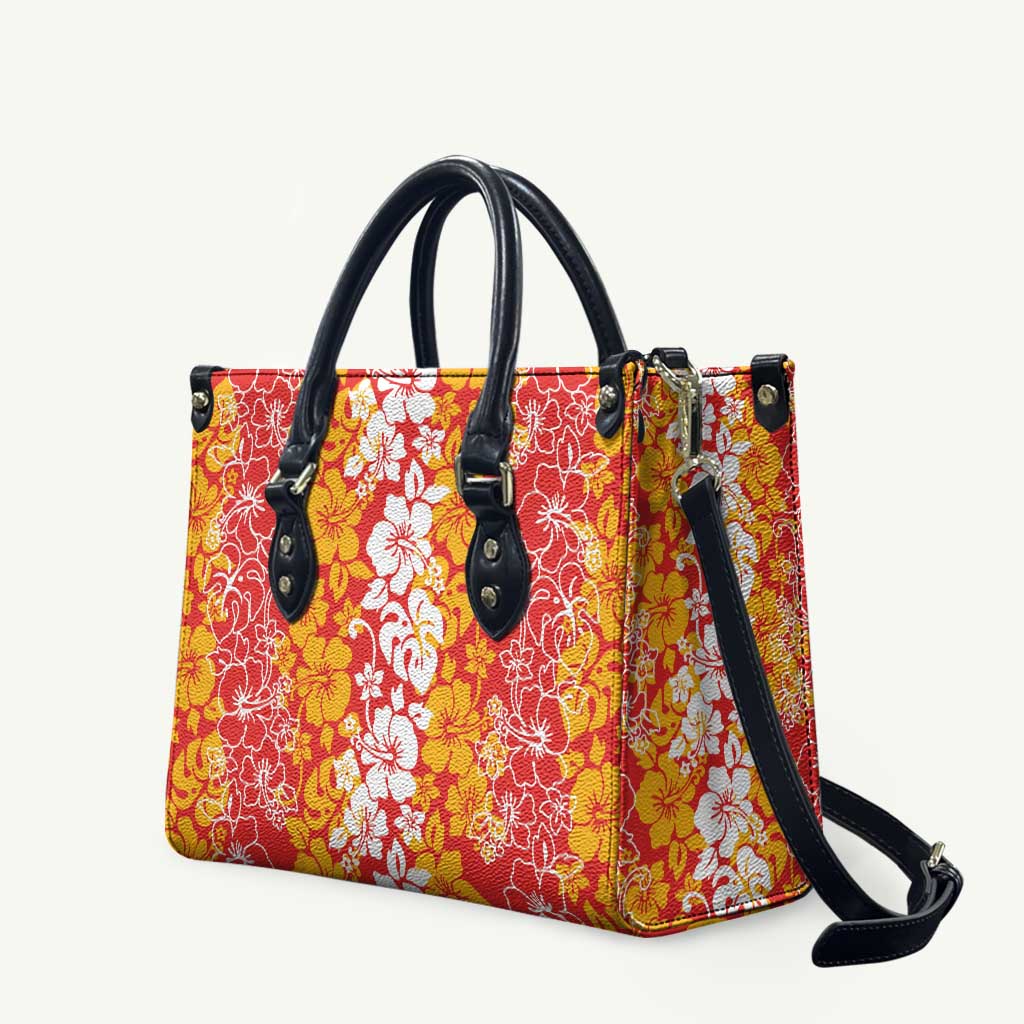 Hawaiian Lei Day Leather Bag Red Hibiscus Flowers Lei Art LT9 Red - Polynesian Pride