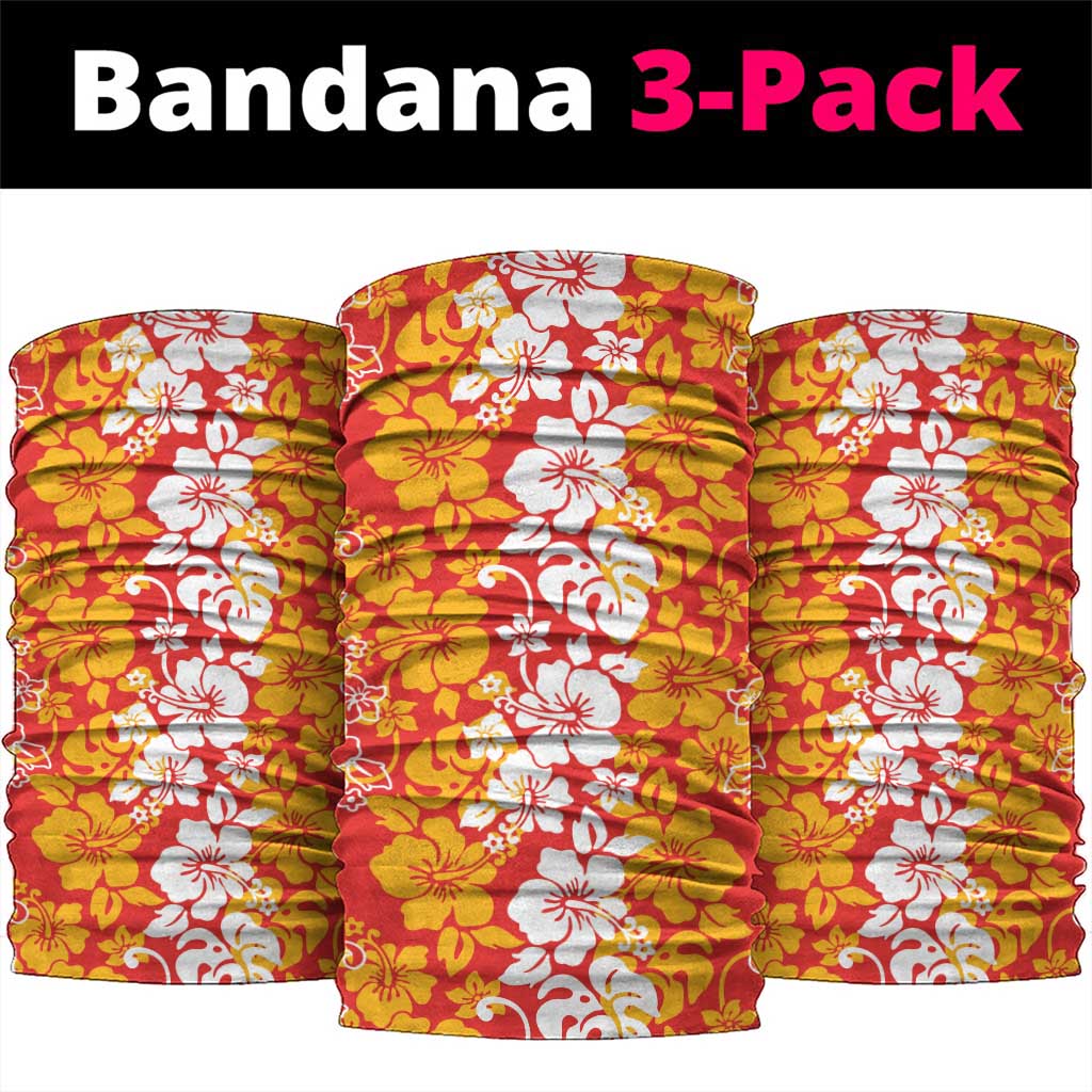 Hawaiian Lei Day Neck Gaiter Red Hibiscus Flowers Lei Art LT9 package One Size: 25*50cm Red - Polynesian Pride