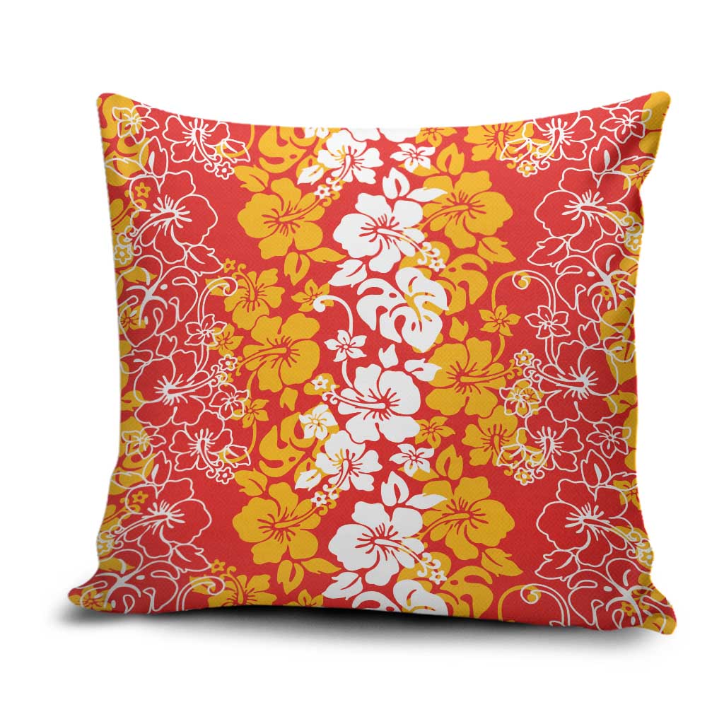 Hawaiian Lei Day Pillow Cover Red Hibiscus Flowers Lei Art LT9 Red - Polynesian Pride