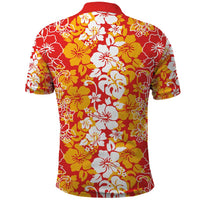 Hawaiian Lei Day Polo Shirt Red Hibiscus Flowers Lei Art LT9 - Polynesian Pride