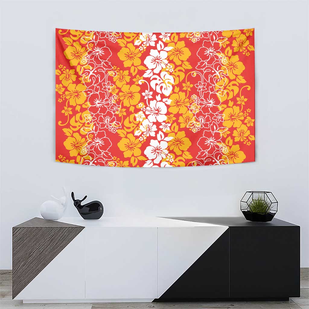 Hawaiian Lei Day Tapestry Red Hibiscus Flowers Lei Art LT9 - Polynesian Pride