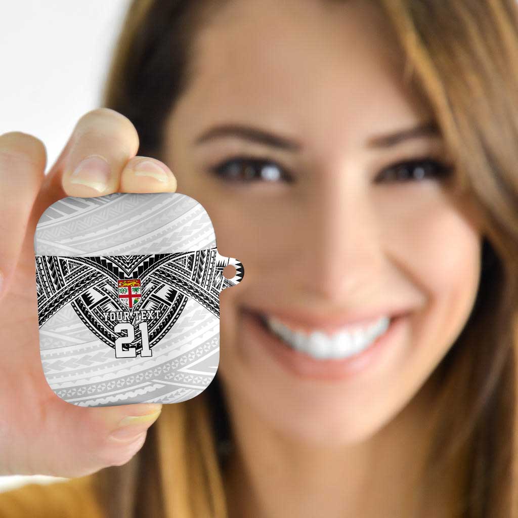 Flying Fijians Pacific Fiji Rugby Custom AirPods Case Polynesian Pattern LT9 White - Polynesian Pride