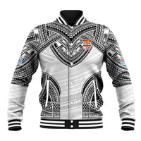 Flying Fijians Pacific Fiji Rugby Custom Baseball Jacket Polynesian Pattern LT9 Unisex White - Polynesian Pride
