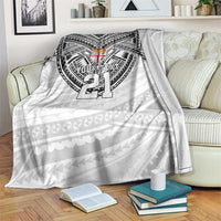Flying Fijians Pacific Fiji Rugby Custom Blanket Polynesian Pattern LT9 White - Polynesian Pride