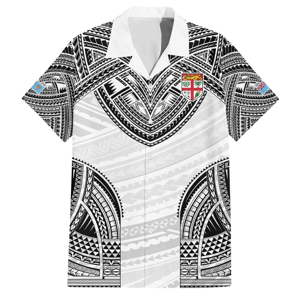 Flying Fijians Pacific Fiji Rugby Custom Hawaiian Shirt Polynesian Pattern LT9 White - Polynesian Pride