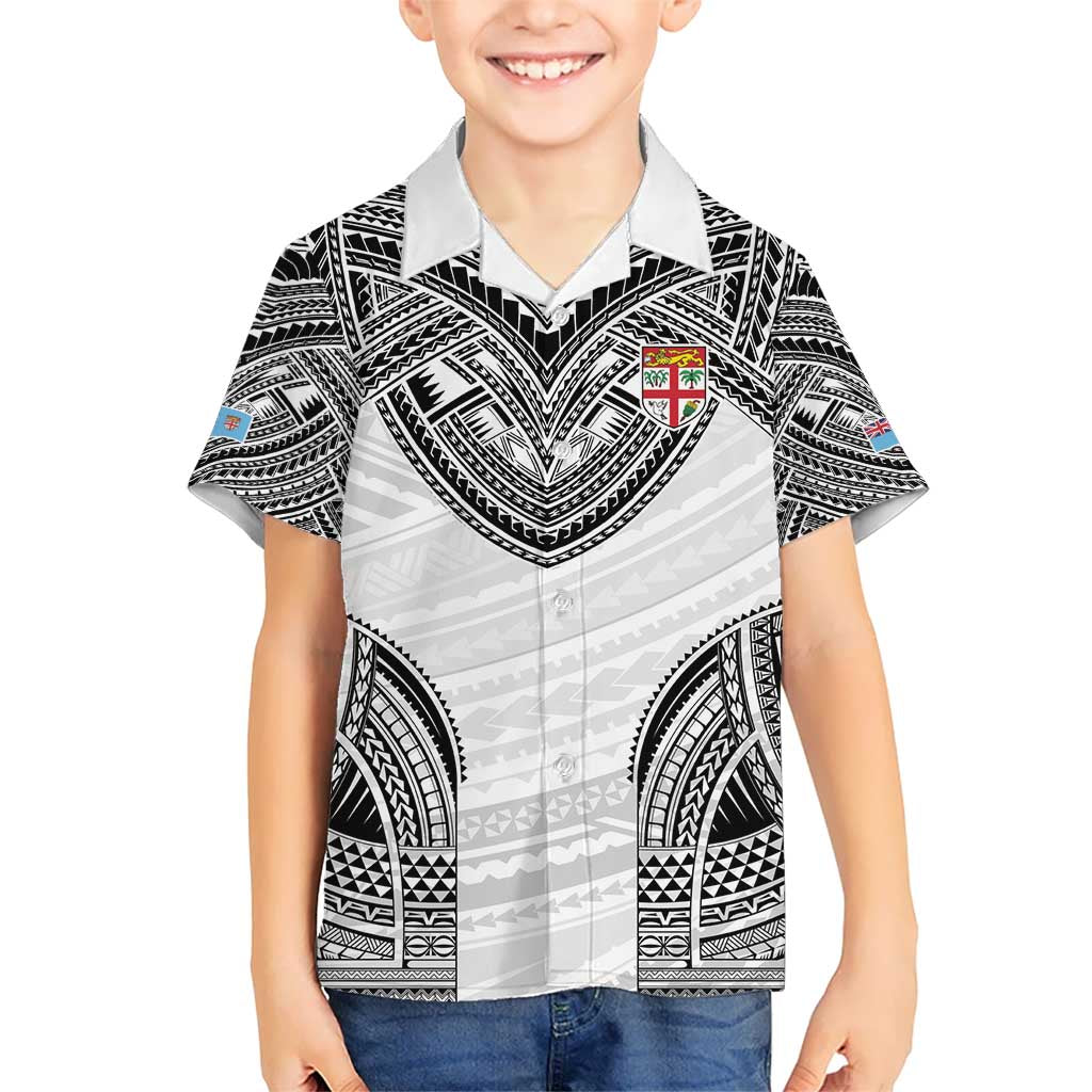 Flying Fijians Pacific Fiji Rugby Custom Kid Hawaiian Shirt Polynesian Pattern LT9 Kid White - Polynesian Pride