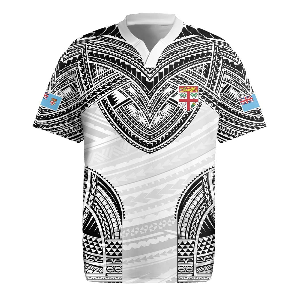 Flying Fijians Pacific Fiji Rugby Custom Rugby Jersey Polynesian Pattern LT9 White - Polynesian Pride