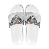 Flying Fijians Pacific Fiji Rugby Custom Slide Sandals Polynesian Pattern LT9 White - Polynesian Pride