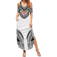 Flying Fijians Pacific Fiji Rugby Custom Summer Maxi Dress Polynesian Pattern LT9 Women White - Polynesian Pride