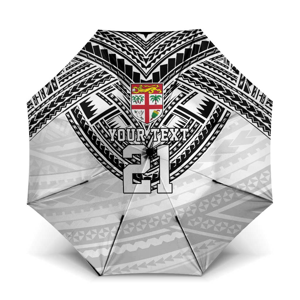 Flying Fijians Pacific Fiji Rugby Custom Umbrella Polynesian Pattern LT9 One Size Folded 11.42 inch Opened Diameter 37.4 inch White - Polynesian Pride
