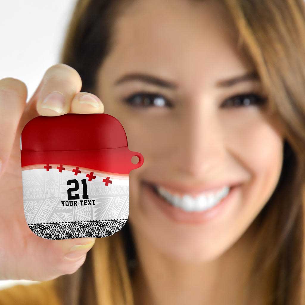 Ikale Tahi Pacific Tonga Rugby Custom AirPods Case Tongan Ngatu with Flag Pattern LT9 Red - Polynesian Pride