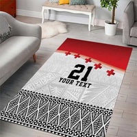 Ikale Tahi Pacific Tonga Rugby Custom Area Rug Tongan Ngatu with Flag Pattern LT9 - Polynesian Pride