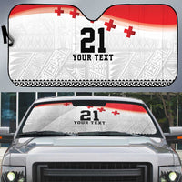 Ikale Tahi Pacific Tonga Rugby Custom Auto Sun Shade Tongan Ngatu with Flag Pattern LT9 Red - Polynesian Pride