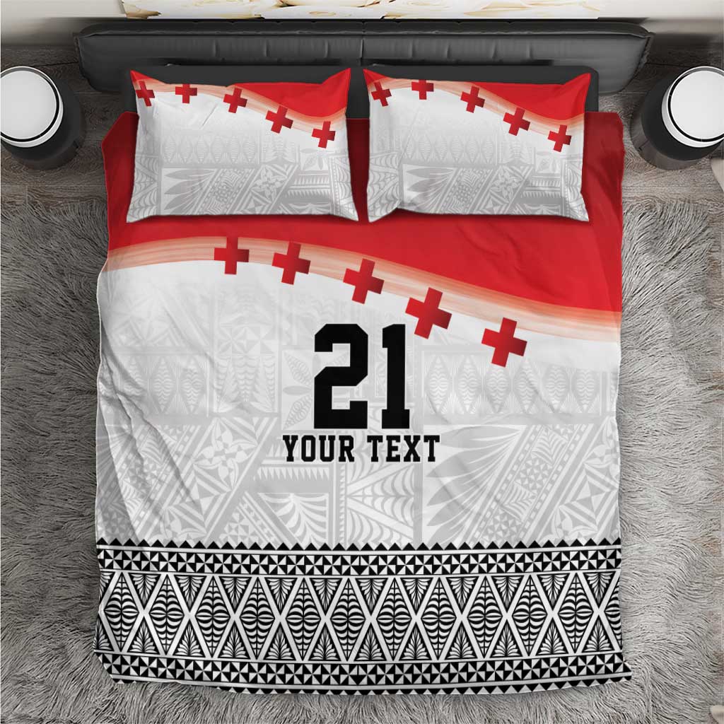 Ikale Tahi Pacific Tonga Rugby Custom Bedding Set Tongan Ngatu with Flag Pattern LT9 Red - Polynesian Pride