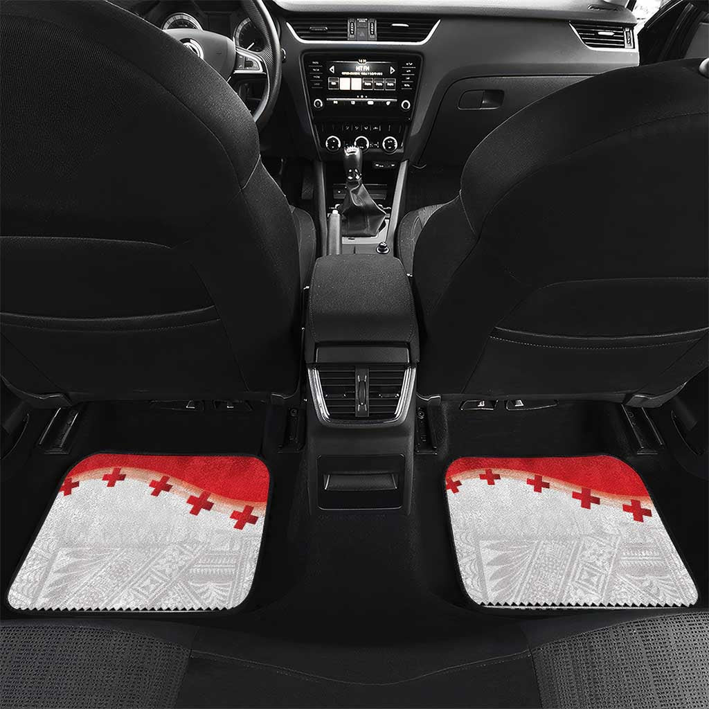 Ikale Tahi Pacific Tonga Rugby Custom Car Mats Tongan Ngatu with Flag Pattern LT9 Set 2pcs - Back Red - Polynesian Pride
