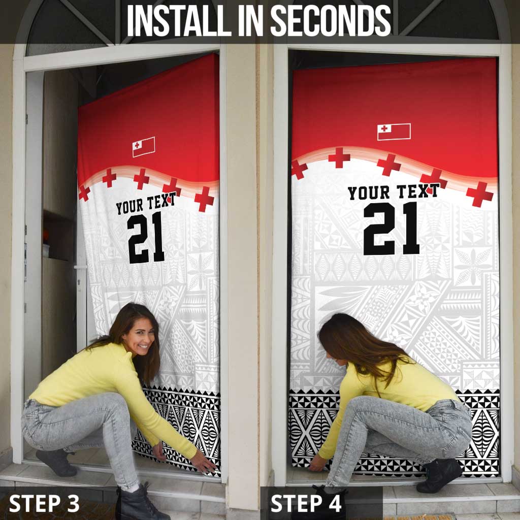 Ikale Tahi Pacific Tonga Rugby Custom Door Cover Tongan Ngatu with Flag Pattern LT9 - Polynesian Pride
