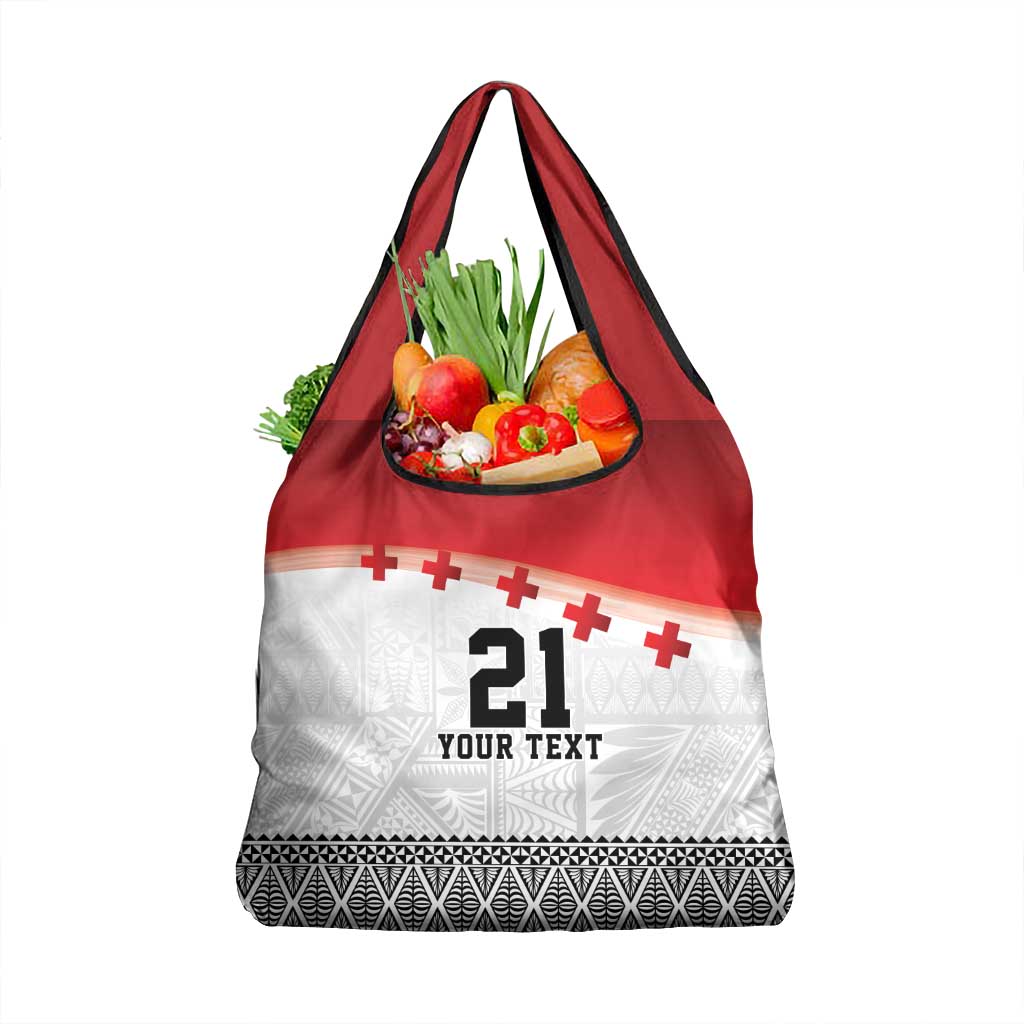 Ikale Tahi Pacific Tonga Rugby Custom Grocery Bag Tongan Ngatu with Flag Pattern LT9 1-pack One Size Red - Polynesian Pride