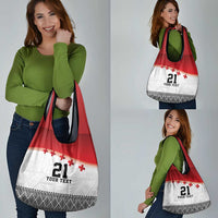 Ikale Tahi Pacific Tonga Rugby Custom Grocery Bag Tongan Ngatu with Flag Pattern LT9 - Polynesian Pride