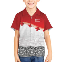 Ikale Tahi Pacific Tonga Rugby Custom Kid Hawaiian Shirt Tongan Ngatu with Flag Pattern LT9 Kid Red - Polynesian Pride