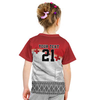 Ikale Tahi Pacific Tonga Rugby Custom Kid T Shirt Tongan Ngatu with Flag Pattern LT9 - Polynesian Pride