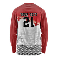 Ikale Tahi Pacific Tonga Rugby Custom Long Sleeve Shirt Tongan Ngatu with Flag Pattern LT9 - Polynesian Pride