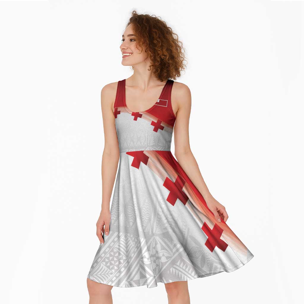 Ikale Tahi Pacific Tonga Rugby Custom Midi Dress Tongan Ngatu with Flag Pattern LT9 - Polynesian Pride