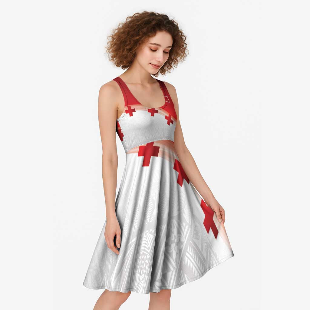 Ikale Tahi Pacific Tonga Rugby Custom Midi Dress Tongan Ngatu with Flag Pattern LT9 - Polynesian Pride