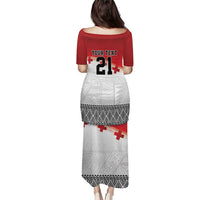 Ikale Tahi Pacific Tonga Rugby Custom Puletasi Tongan Ngatu with Flag Pattern LT9 - Polynesian Pride