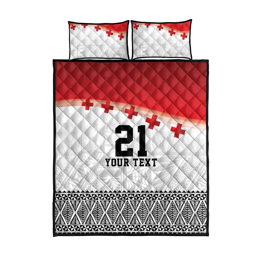 Ikale Tahi Pacific Tonga Rugby Custom Quilt Bed Set Tongan Ngatu with Flag Pattern LT9 - Polynesian Pride