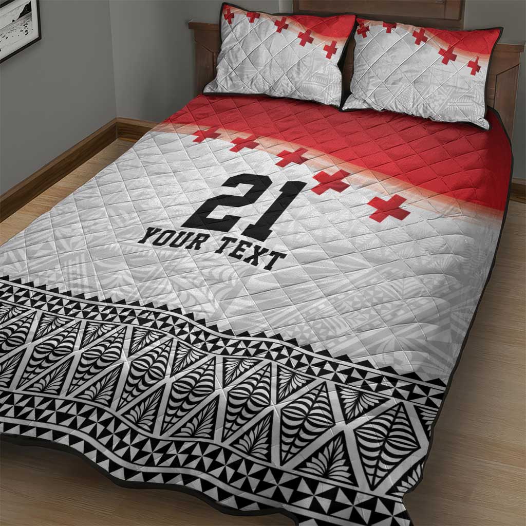 Ikale Tahi Pacific Tonga Rugby Custom Quilt Bed Set Tongan Ngatu with Flag Pattern LT9 - Polynesian Pride