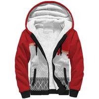 Ikale Tahi Pacific Tonga Rugby Custom Sherpa Hoodie Tongan Ngatu with Flag Pattern LT9 Unisex Red - Polynesian Pride